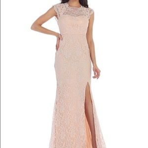May Queen Blush & Nude Lace Cap-Sleeve Dress